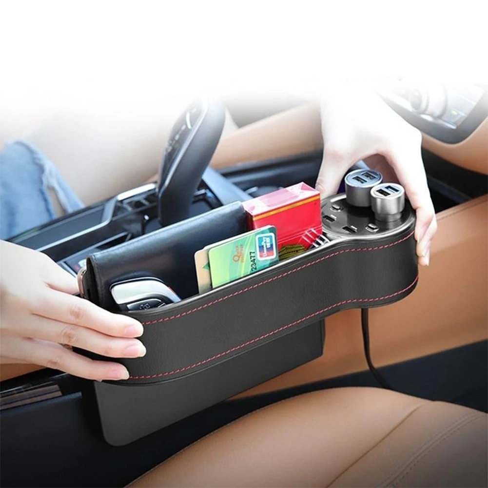 Автомобильное сиденье, коробка для хранения, USB Автомобильное зарядное устройство, прикуриватель, розетка, сумка-Органайзер для автомобиля, карман для хранения карт, держатели для телефонов