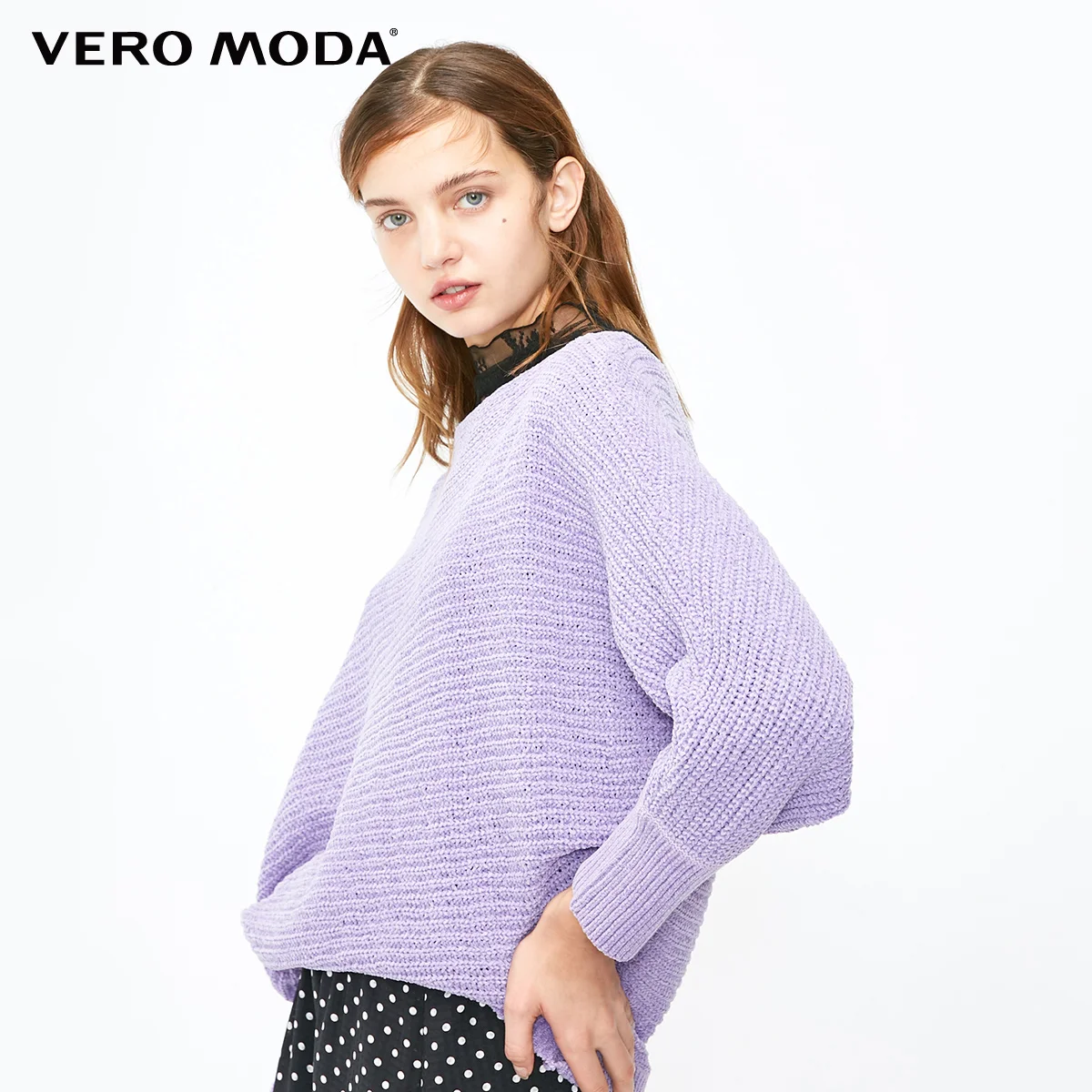 Vero Moda стиль Ins женские с открытыми плечами круглый вырез Чистый свободный крой вязать | 318413553
