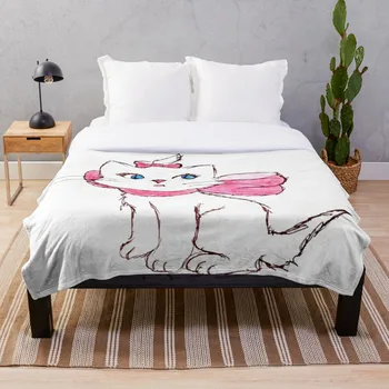 

Drop Shipping Printed Throw Blanket Sherpa Fleece Soft Blanket Flannel Rug Home Decoration For Bed Marie Aristocats
