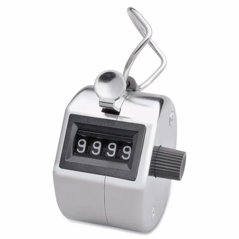 

Silver Promotion Stainless Metal Mini Lap Golf Hand Held Manual 4 Digit Number Farm Hand Golf Tally Football Counter Clicker 6