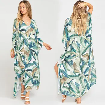 

Coverup Covered Woman Summer Swimwear Women's Bathing Trips For Beach Kaftan New Leaves Loose Plus Size Dress Cover Up Swimsuit