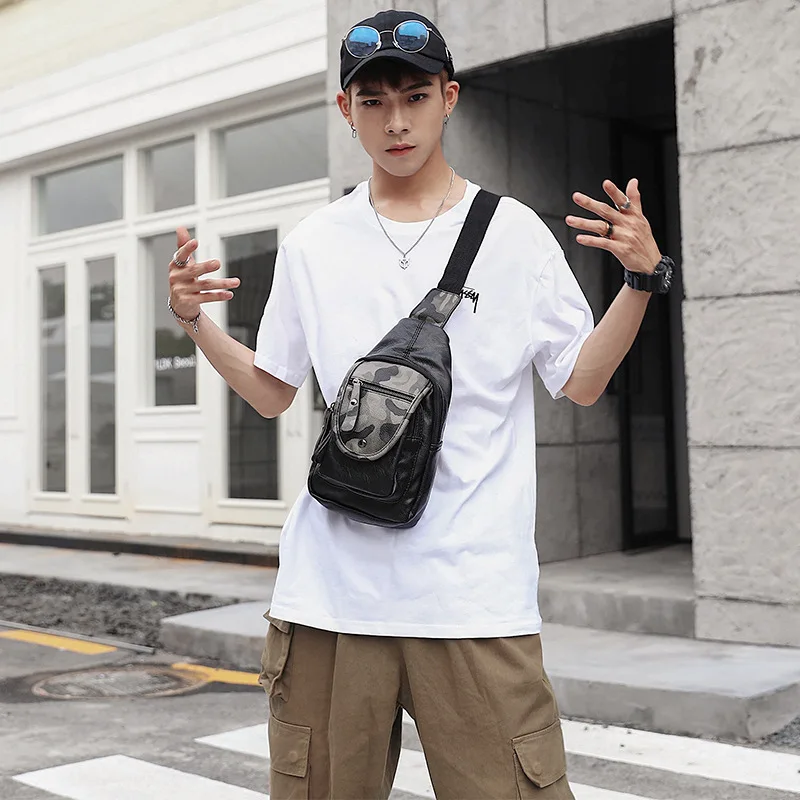 

Camo chest bag men's fashion trend shoulder bag multi-functional sports leisure Messenger bag small backpack