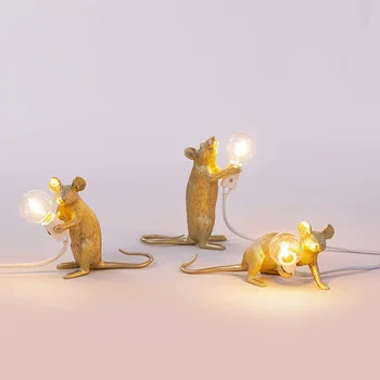 

Animal Table Lamp Nordic Children's Bedroom Resin Mouse Table Light Bar Table Light home Decor night light Lighting Fixtures D30