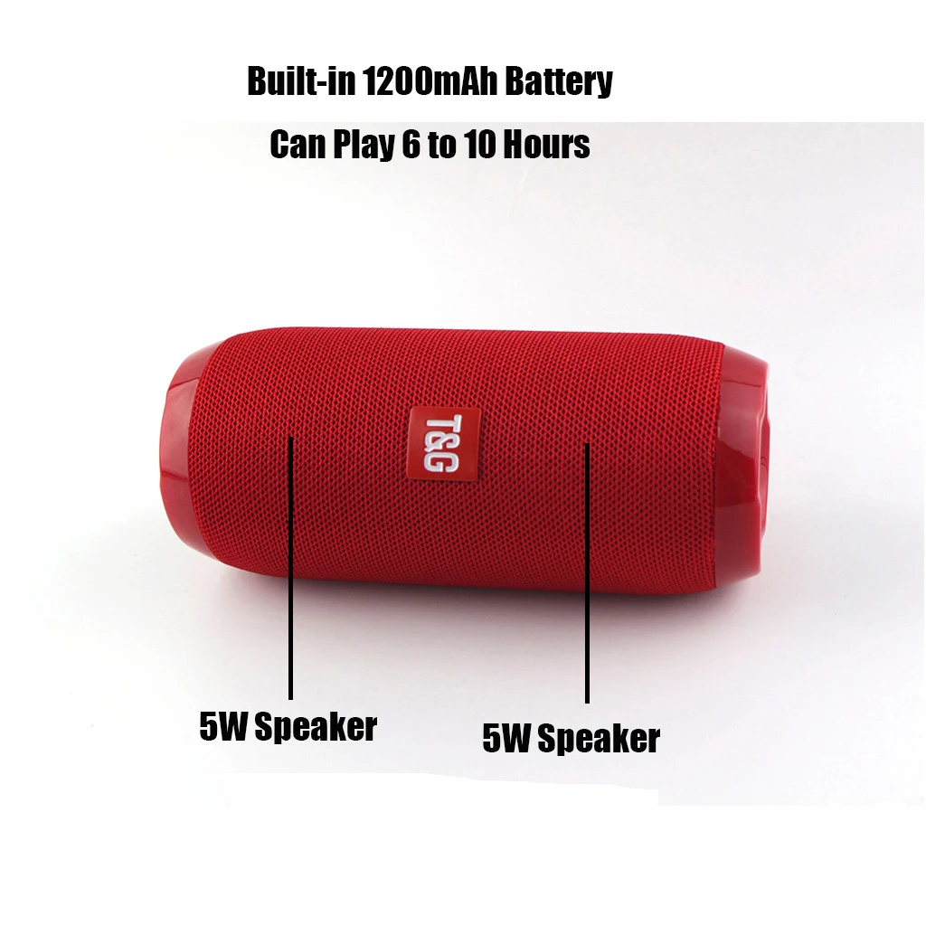 TG 117 Wireless Blueteeth Speaker Outdoor Stereo Bass USB/TF/FM Radio Audio Portable Wireless Speaker For Phone PC 1024#D