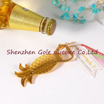 

50pcs/lot New 2017 Gold Pineapple Bottle Opener Wedding Bridal Shower Party Favor guest gift presents