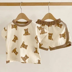 LZH – vêtements d'été pour bébés filles et garçons de 0 à 3 ans, ensembles de vêtements de dessin animé pour enfants, 2 pièces, mignon petit ours, nouvelle collection 2022 