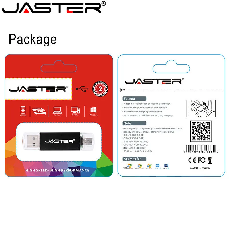 USB флеш накопитель JASTER для смартфона OTG диск карта памяти Micro card телефона U 8 ГБ/16