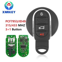XNRKEY – clé télécommande intelligente 3 + 1 boutons, 315/433Mhz, transpondeur PCF7953/ID49, pour voiture BMW Mini Cooper Clubman F55 F56 (2014 – 2018) 