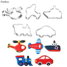 5 шт. формочки для печенья из нержавеющей стали, формы для выпечки, инструменты для приготовления печенья, машины, поезд, корабль, кондитерские формочки для торта, формочки для помадки