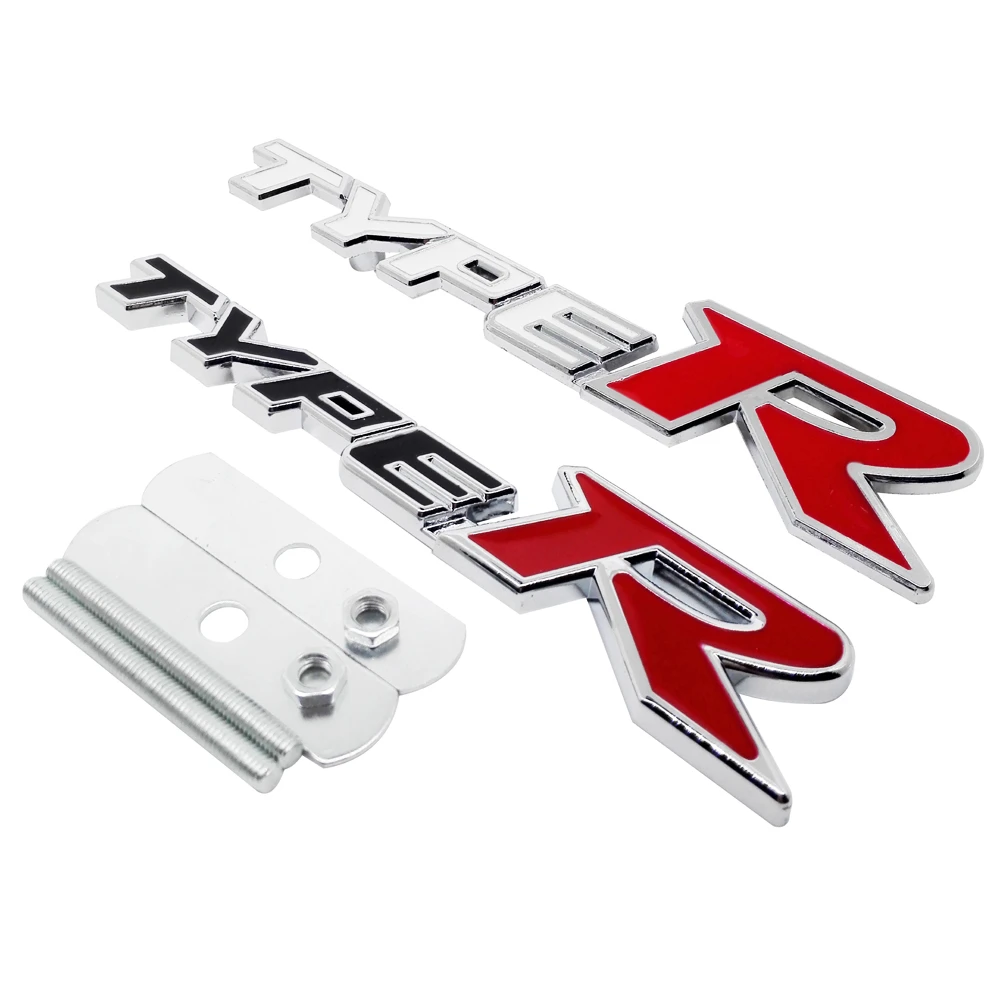 For Type R Logo 3D Car Styling Front Stickers Metal Grille Emblem Badge for  Honda civic accord crv fit jazz city hrv Crosstour