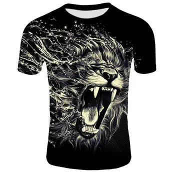 

New summer men and women T-shirt O-neck short-sleeved animal lion 3D printing T-shirt casual factory direct sales
