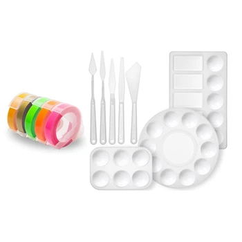 

1 Set 3D Plastic Embossing Label Tape Compatible with Dymo Label Printer & 1 Set Painting Palette and Painting Knife Set