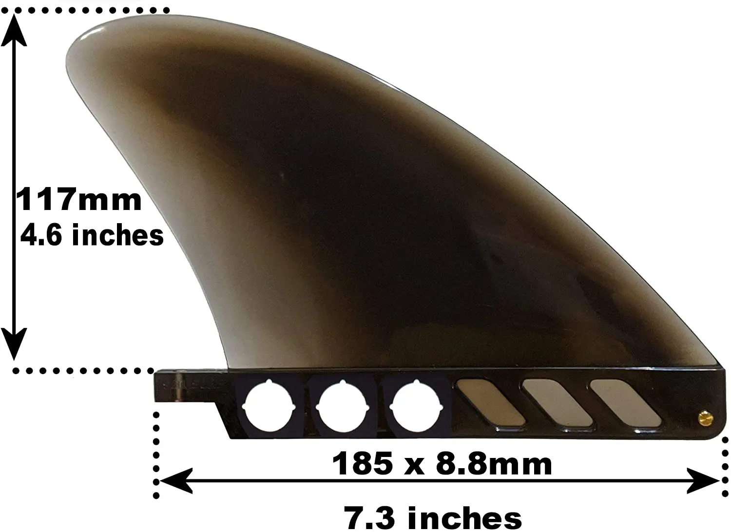 4.6 inch soft flex fin with screw white water fin