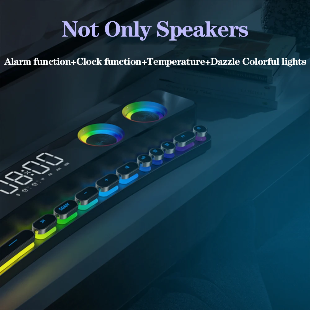 US $42.99 - 65.74 Clock Bluetooth Wireless Game Speaker soundbar 3D Stereo Subwoofer,Computer Loudspeaker with light,soundbar for tv home theater