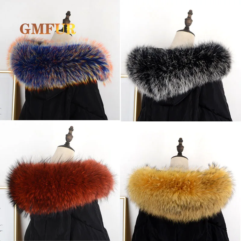 High Quality Raccoon Fur Collar Winter Coat Hood Decorative 100% Real Fur Shawl Luxury Warm Natural Fox Scarf Women Hot Selling