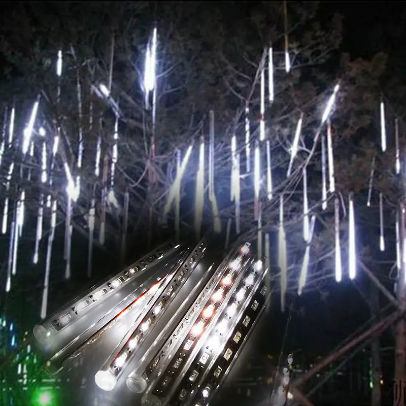 Романтический метеоритный дождь белый 30 см 8 трубок 144LED лампа в форме новогодней елки вечерние орнамент