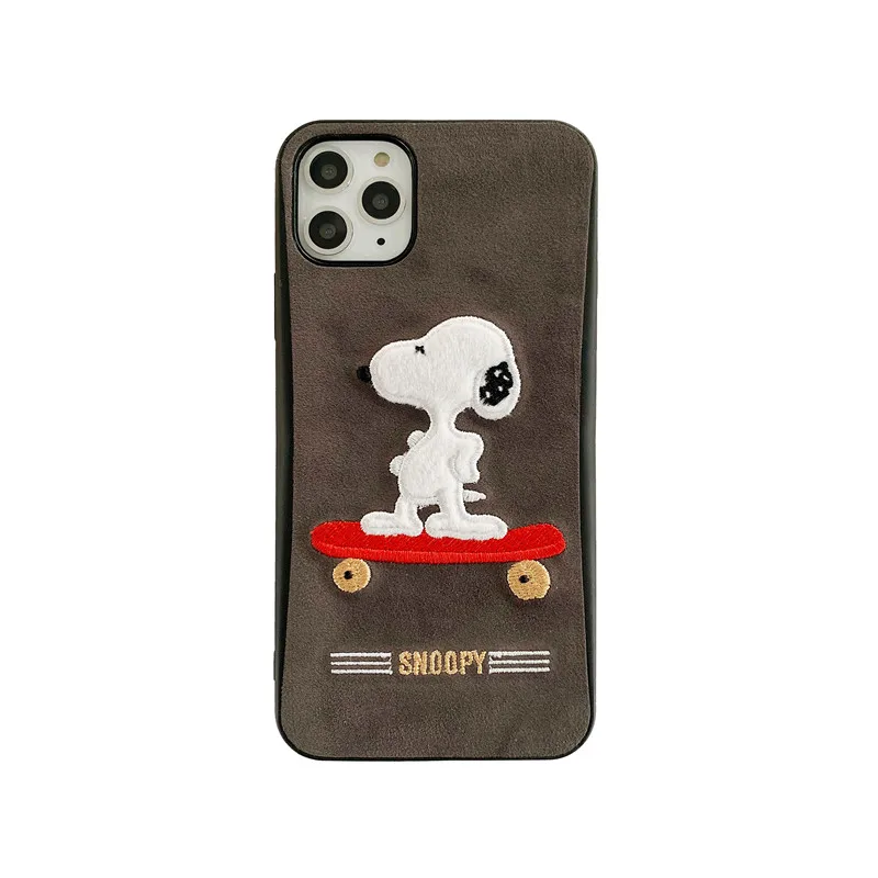 Luxury cute 3D Pet dog embroidery hard leather phone case for iphone 7 7plus 8 8plus X XS XR MAX back cover coque capa - Цвет: 2