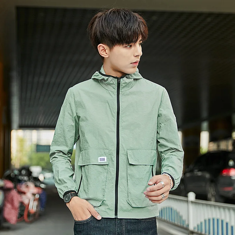 Ветрозащитная мужская куртка, стиль, мужская кожаная куртка, спортивный Тренч, легкая дышащая Солнцезащитная одежда для мужчин