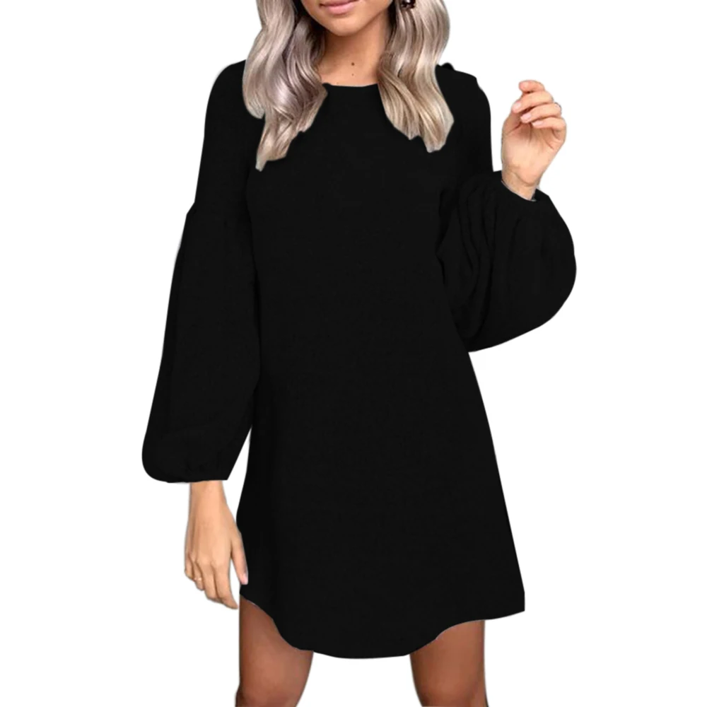 LASPERAL модное платье-свитер с круглым вырезом и длинным рукавом для женщин, теплая зимняя свободная туника, трикотажная Повседневная Женская одежда, однотонное платье Mujer - Цвет: Black