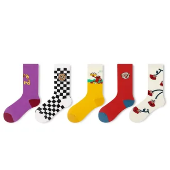 

Spring new Korean AB socks wholesale college style retro tube socks couple socks cartoon personality trendy brand women's socks