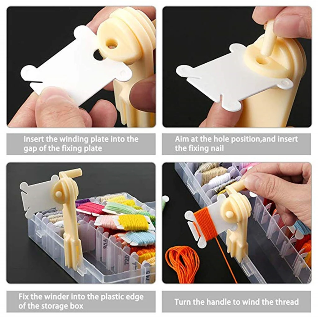 Hand Operated Yarn String Wool Winder Winding Tool with 100/200pcs Bobbin Holder