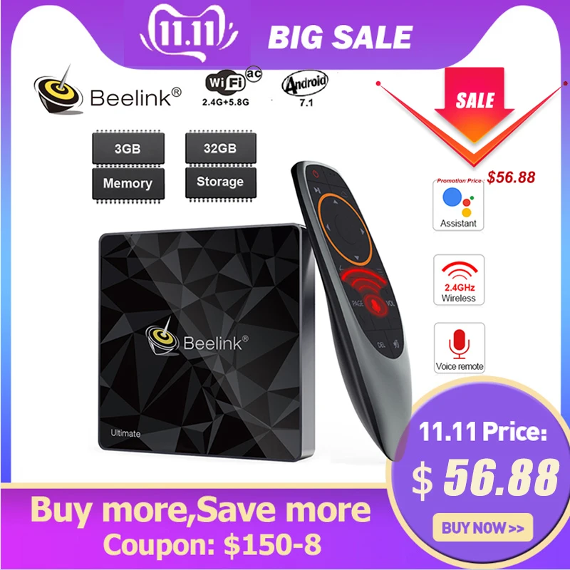 Online Heißer Beelink GT1 A GT1 Ultimative Android 7.1 TV Box Amlogic S912 Octa Core 3GB + 32GB Bluetooth 4,0 FHD 4K Set Top Box Media Player