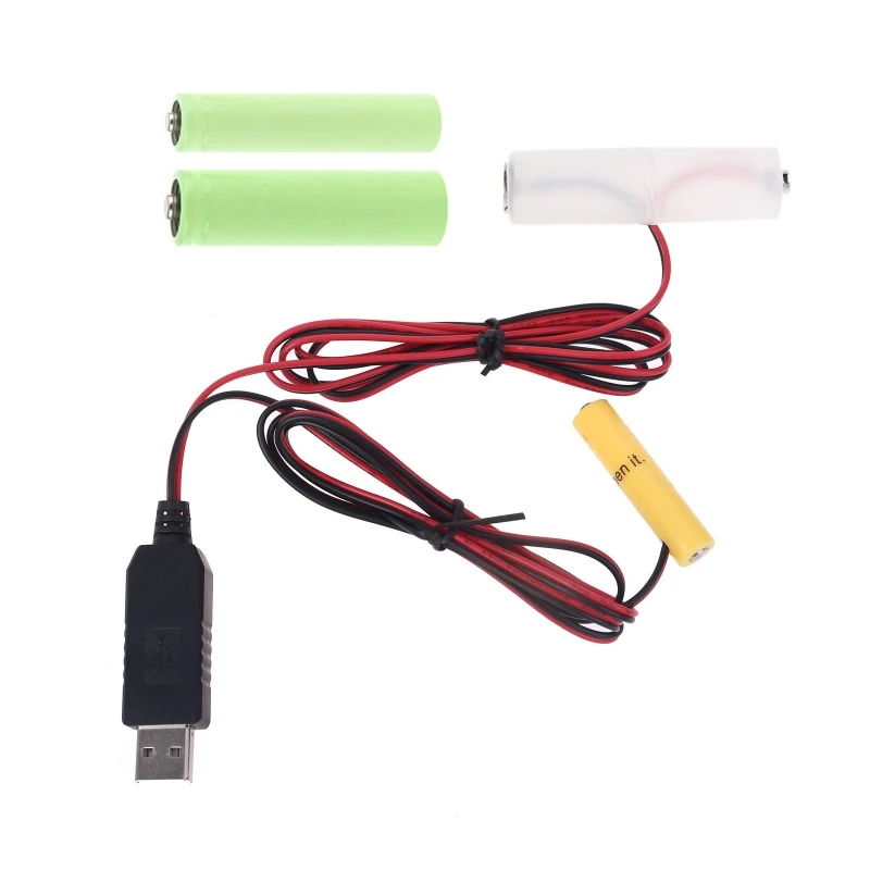 

2in1 5V USB to 3V Dual LR6 LR03 Battery Power Supply Cable Replace 2x 1.5V AA AAA Battery Eliminator for LED Light Toys