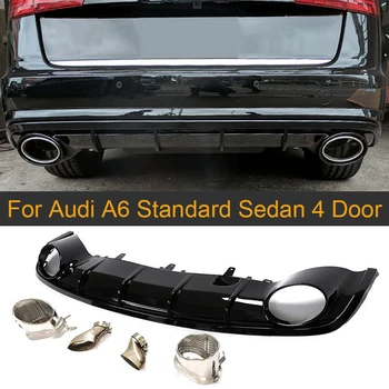 

Car Rear Bumper Diffuser Lip Spoiler for Audi A6 Standard Sedan 4 Door 2016 - 2018 Rear Diffuser Spoiler Not for RS6 PP Black