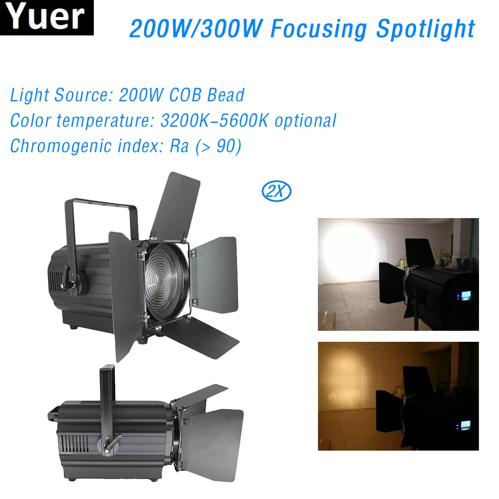

2Pcs/Lot 200W Focusing Spotlight 15~50 Degree No Camera Shake DMX512 Control Monochrome or Two Color DJ Disco Light Stage Bars