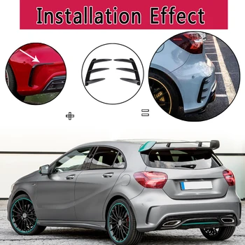 

1Pair Car Black ABS Rear Bumper Splitter Spoilers Canard For Mercedes for Benz W176 A200 A250 A260 A45 for AMG