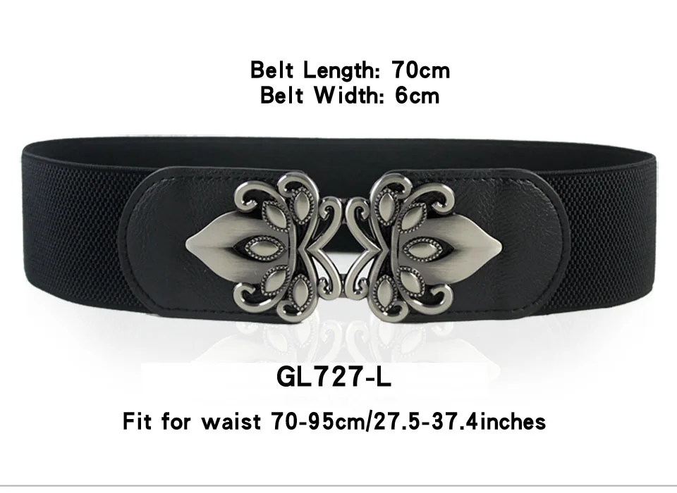GL727-L Горячая Распродажа Длинные Новые эластичные Брендовые широкие ремни простое пуховое пальто пояс Женский пряжка черный ремень платье украшения Аксессуары - Цвет: GL727-L