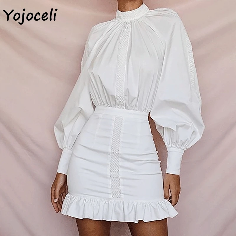 Yojoceli 2019 Ретро стиль рукав-фонарик кружеваное платье В лоскутном стиле для женщин