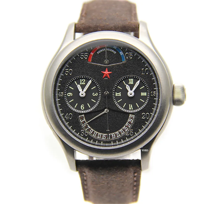 Ретро Красная звезда GMT двойной часовой пояс мужские часы лучший бренд класса люкс ST2545 автоматические механические часы мужские s календарь 45 мм большой циферблат - Цвет: Black