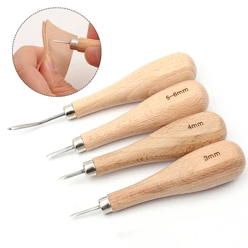 

LMDZ 1pcs Leather Craft Wooden Diamond Rhombus Awl 3mm 4mm 5-6mm DIY Leather Stitching Sewing Awl Leathercraft Punch Tool