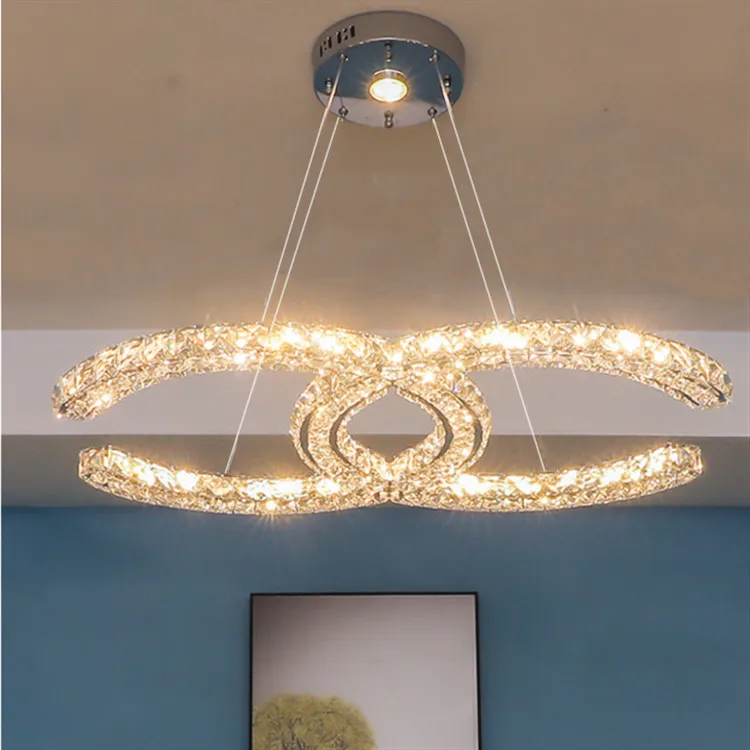 PROD 1005003044355309 Modern stainless steel crystal chandelier LED
remote control stepless dimming crystal lamp bedroom dining room
lighting