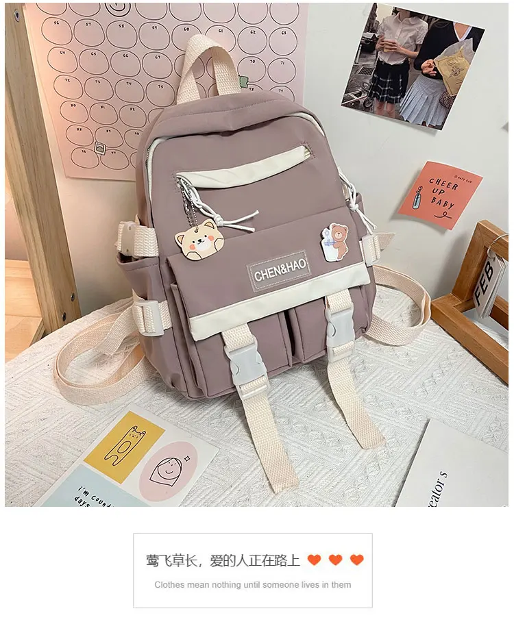 New Mini Contrast Color Girl Backpack Japanese Harajuku Style Kawaii Ladies Nylon Backpack Cute Schoolgirl Small Schoolbag Stylish Backpacks best of sale 