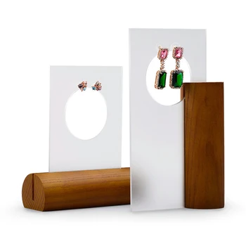 

Women's Acrylic Jewelry Earrings Necklace Stand Holder Organizer Wooden Base