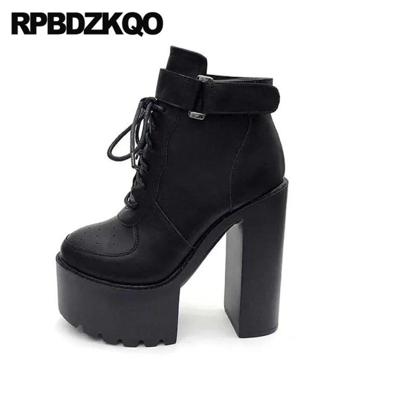 15cm Motorcycle Booties Belts High Heel Demonia Biker Goth Gothic Black  Women Shoes Chunky Cheap Waterproof White Platform Boots - Women's Boots -  AliExpress