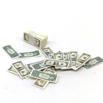 

2 Bundles Simulated Dollar Doll House Accessories Mini Handmade Cash Toys Artificial Micro Decors Layout Props for Doll House