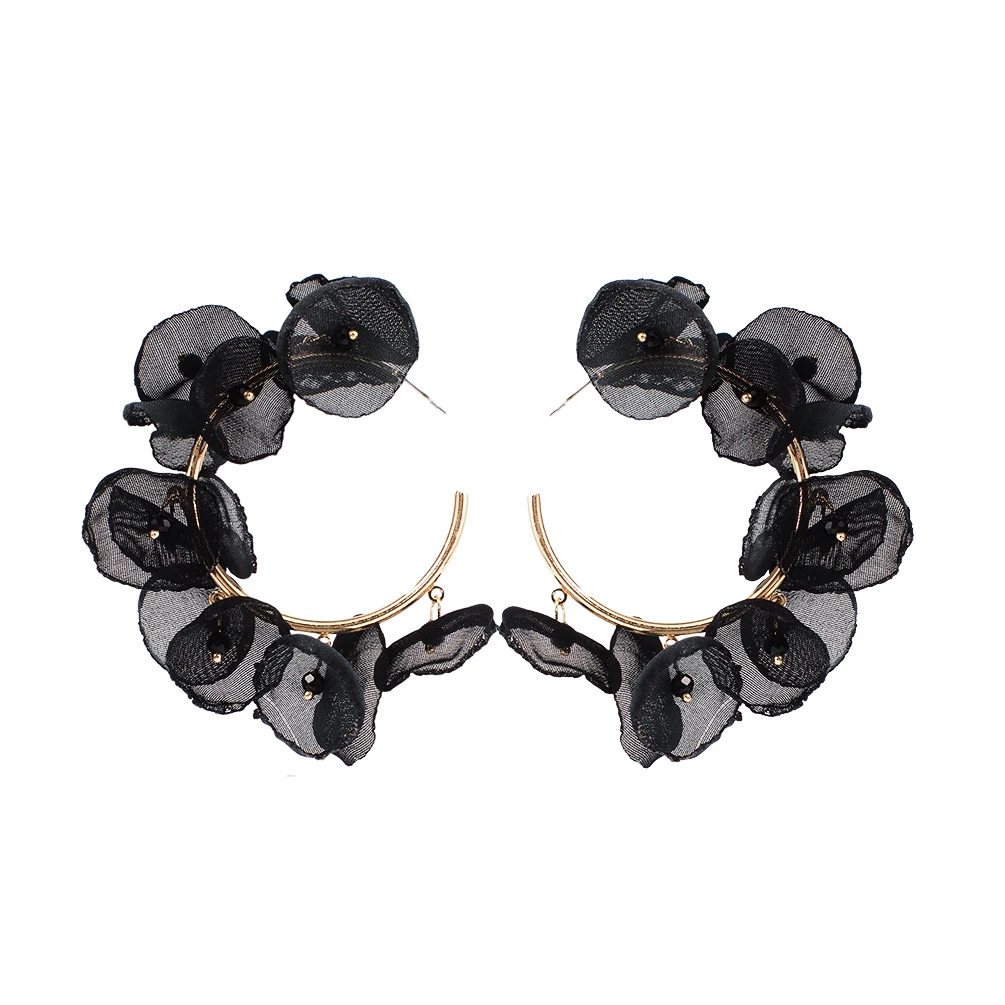 Black Earrings Разноцветный обруч, серьги для женщин, дизайн, круглые серьги для свадьбы, ювелирные изделия, UKEN - Окраска металла: Black Earrings