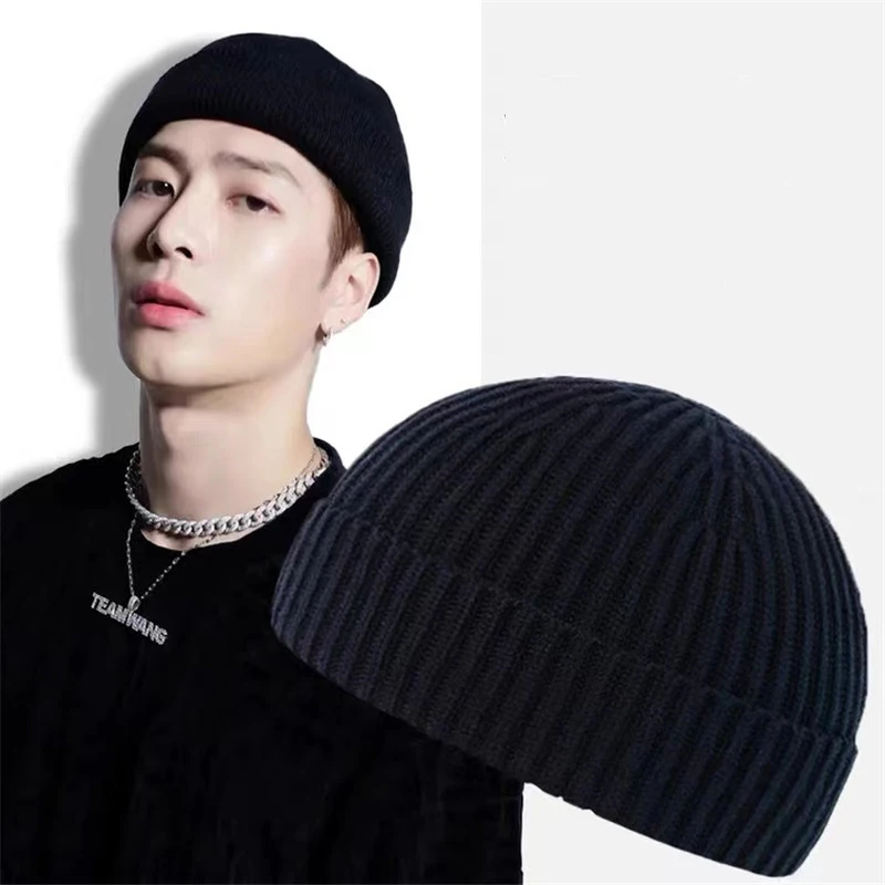 Hip Hop Beanie Knitted Hat Men Skullcap Women Winter Warm Brimless Hat  Unisex Baggy Melon Cap Cuff Docker Fisherman Beanies Hats