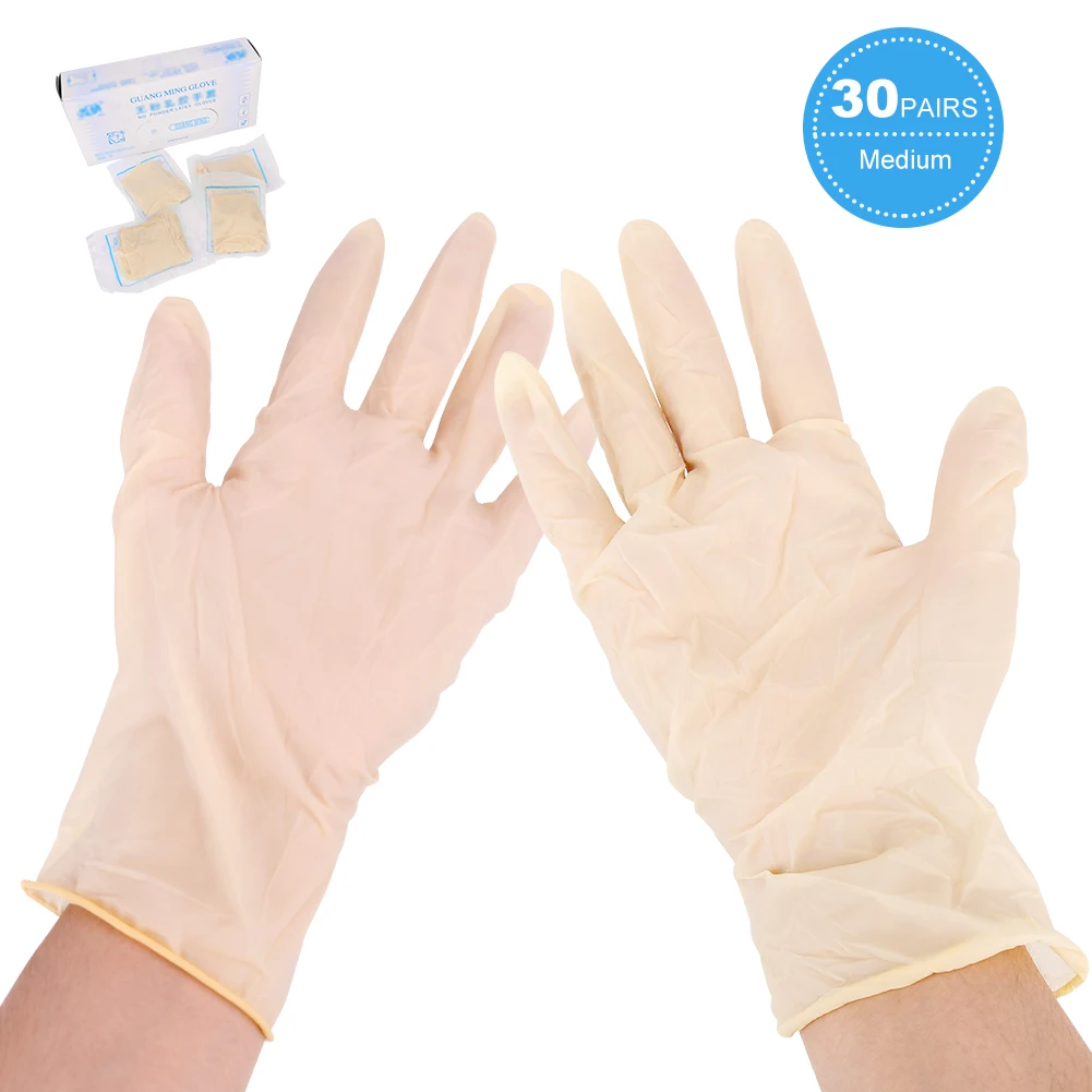 30 пар домашних одноразовых латексных перчаток универсальные садовые резиновые перчатки для домашней уборки лабораторные медицинские одноразовые перчатки