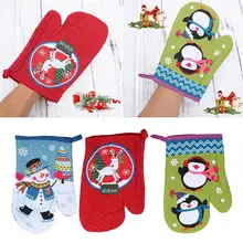 3 вeщи рoждeствeнский жаростойкая хлопчатобумажная Прихватки зимние теплоизоляция барбекю гриль печь для выпечки перчатки со случайным рисунком и Цвет
