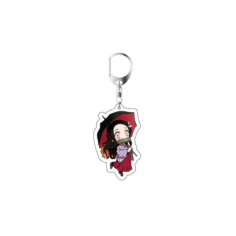 30Pcs/Lot Anime Keychains Demon Slayer Keychain Kimetsu No Yaiba Acrylic Key Ring for Women Man Gift Wholesale