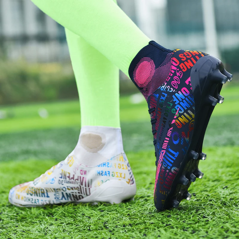 

ALIUPS New High Ankle Soccer Shoes Men Breathable Outdoor Kids Boys Football Boots Kids AG Women Soccer Cleats
