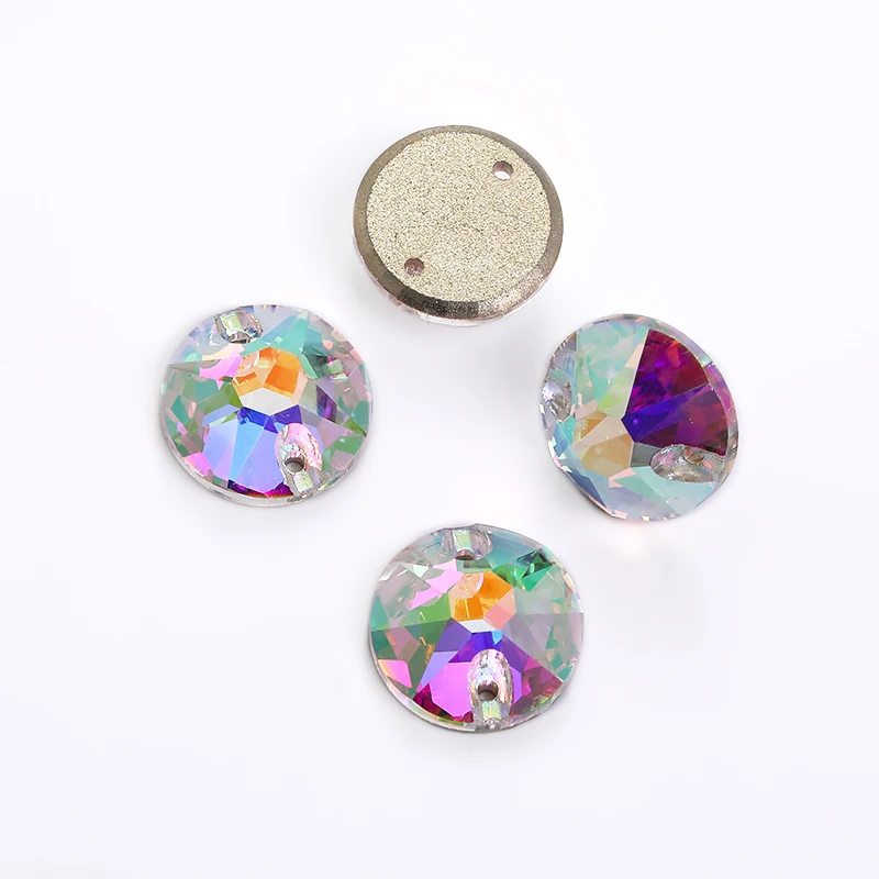 40pcs/Pack Flatback Round Rhinestone For Dress Clothing Decoration Stone  Crystal Sew on Rhinestone for Craft Glitter Beeds