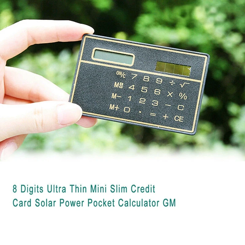 Useful 8 Digits Ultra Thin Mini Slim Credit Card Solar Power Pocket Calculator 