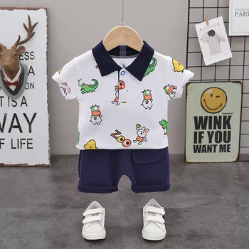 

Cotton Baby Outfit 2pcs/Sets Sports Boy T-shirt + Shorts Sets Toddler Clothing Suit Baby Boy Clothes Animals Gentyleman Style