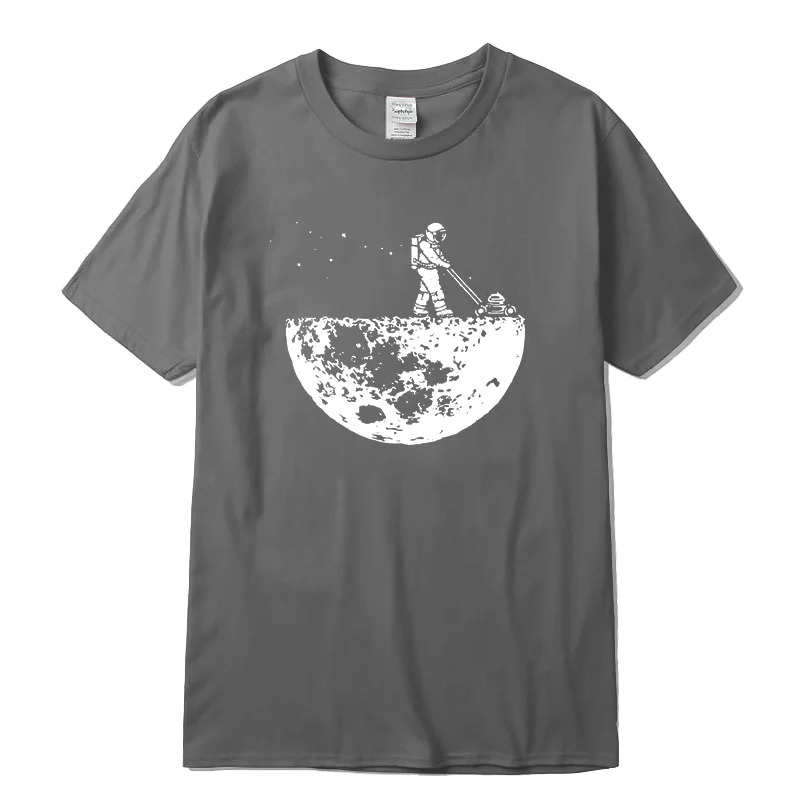 Highquality 100%cotton Lunar cleaner printing street style casual short sleeve men T shirt cool loose o-neck tshirt male t-shirt