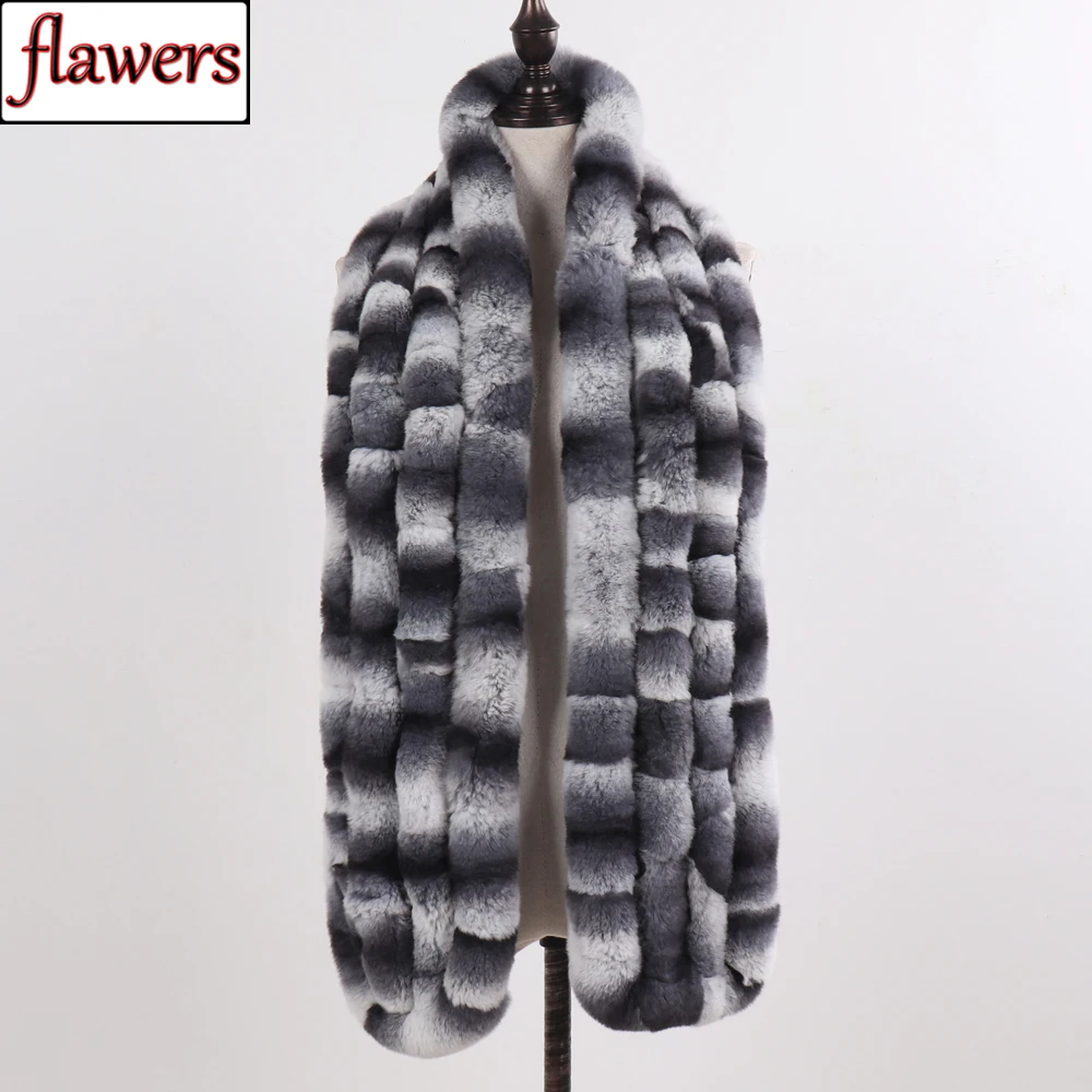 

Women Winter Long Style Real Rex Rabbit Fur Scarves Natural Soft Knitted Rex Rabbit Fur Muffler Lady Warm 100% Genuine Fur Scarf